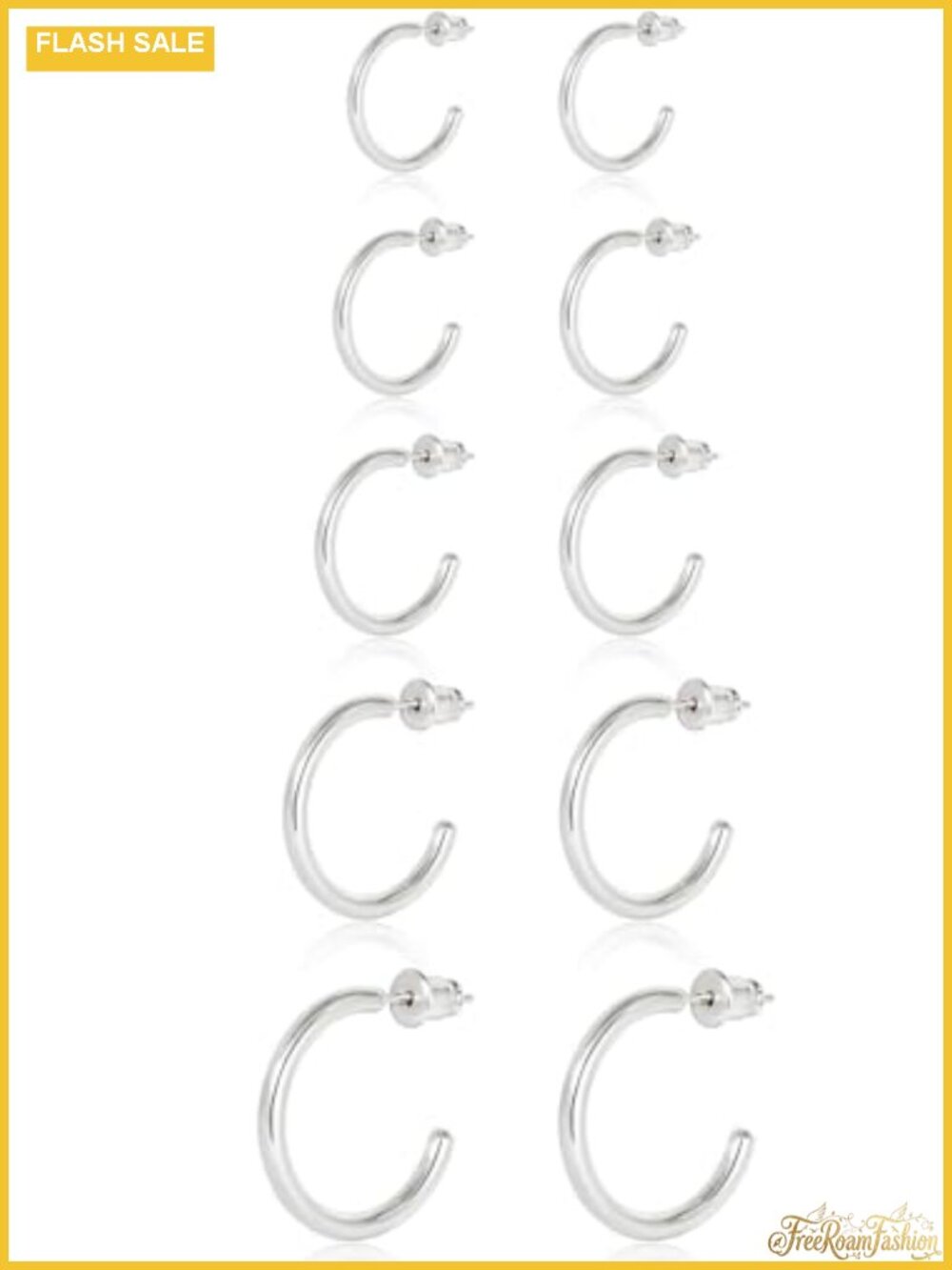 14K Gold Open Huggie Hoop Earrings Hypoallergenic Surgical Steel